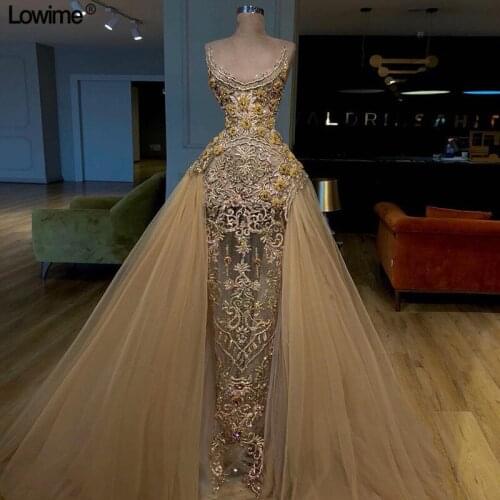 New Fashion Illusion Evening Dresses With Beading Flowers Dubai Sexy Sleeveless Tulle Evening Prom Party Gowns Red Carpet