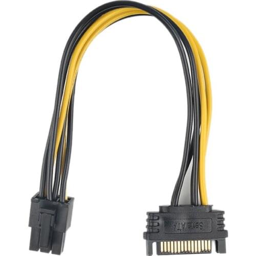 1PCS 20CM SATA to 6pin Graphics Card Power Cable SATA 15pin to 6pin PCIe PCI-e PCI Express Adapter Power Supply for Miner Mining