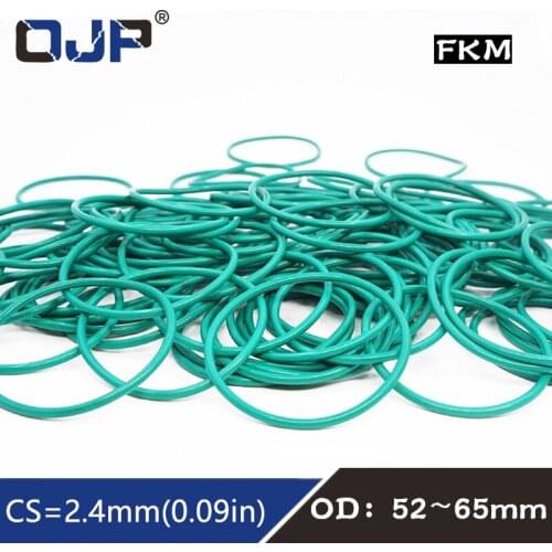 1PC Fluorine rubber Ring Green FKM Oring Seal 2.4mm Thickness OD52/54/55/56/57/60/62/64/65mm fkm Rubber Oil Ring Fuel Gasket