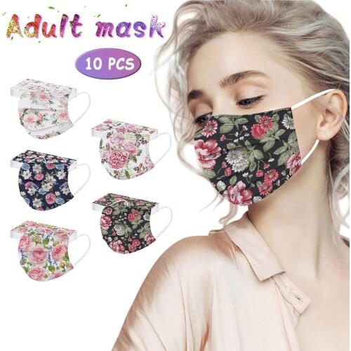 10/50pcs Flowers Printed Designer Mask For Face Masks Masque Jetables Mascarillas Desechables Masque Маска Halloween Cosplay