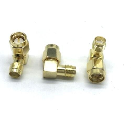 2PCS SMA To SMA Cable Connector Socket Brooches 90 Degree Right Angle Gold Plated SMA Male To SMA Female Plug Brass RF Adapte