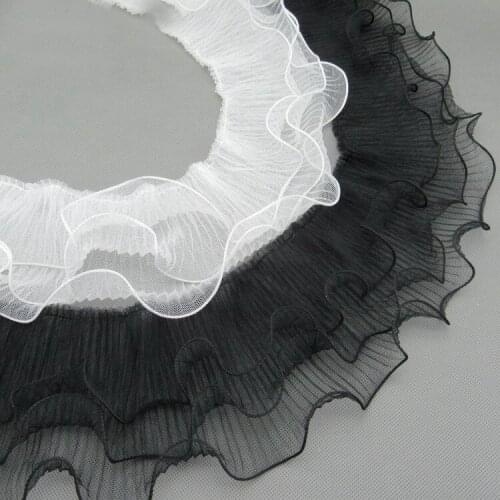 20yards New Arrival Exquisite three-layer Ruffle Mesh Pleated Lace Fabric DIY Lace Trim For Mini Doll Dress Accessories
