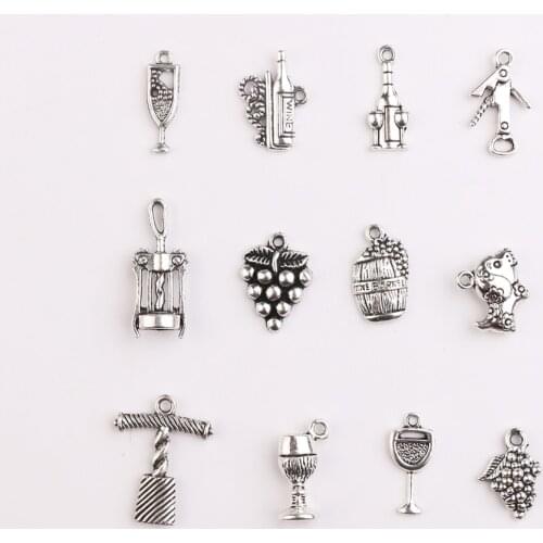 30Pc/Lot Metal Pendant Handmade Mixed Antique Charms Wine Glass Decoration For Women Jewelry DIY Making Necklace Bracelet