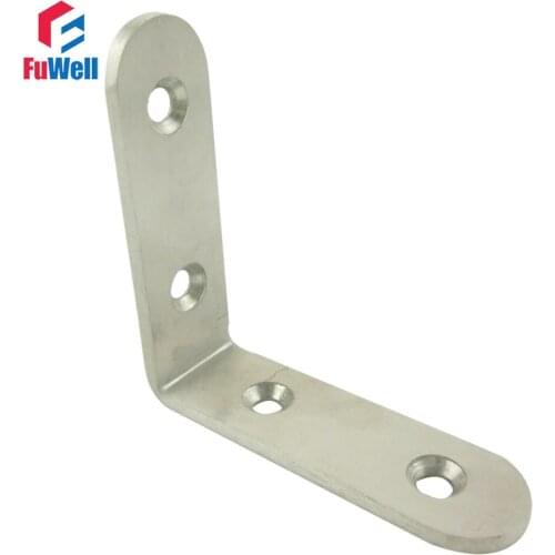 6pcs 65mm x 65mm 90 degree Angle Bracket 2.5mm Thickness Stainless Steel Bed Cabinet Table Furniture Corner Brackets