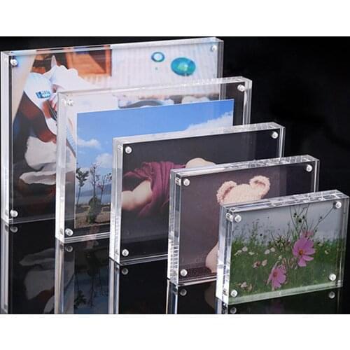 DIY Acrylic Clear Magnetic Photo Frame Rectangle Picture Frame Business Card Hold Home Decor Birthday Gift High Quality
