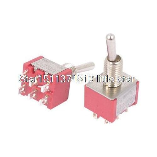 AC 2A 250V 5A 12V Rocker Type DPDT Latching 6 Terminals Toggle Switch 2pcs