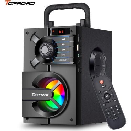 TOPROAD Bluetooth Speaker with Subwoofer Portable Wireless Stereo 3D Bass Party Speakers Support FM Radio AUX USB LED Lights