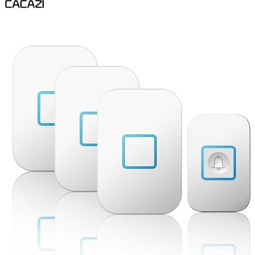 CACAZI Wireless Waterproof Doorbell LED Light 300M Remote US EU UK AU Plug 1 Button 3 Receiver Intelligent Home Door Bell Chime