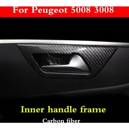 For Peugeot 5008 3008GT 2017 2018 2019 Car ABS carbon fiber Interior door bowl decorative frame Inner handle frame modification