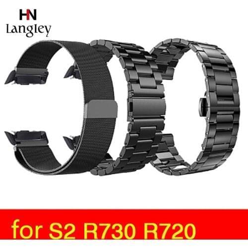 For Samsung GEAR S2 SM-R720/SM-R730 Bracelet Band With Adapter Stainless Steel Flat buckle / butterfly buckle Milanese Straps