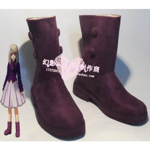 Fate Stay Night Illyasviel Purple Short Cosplay Shoes Boots H016