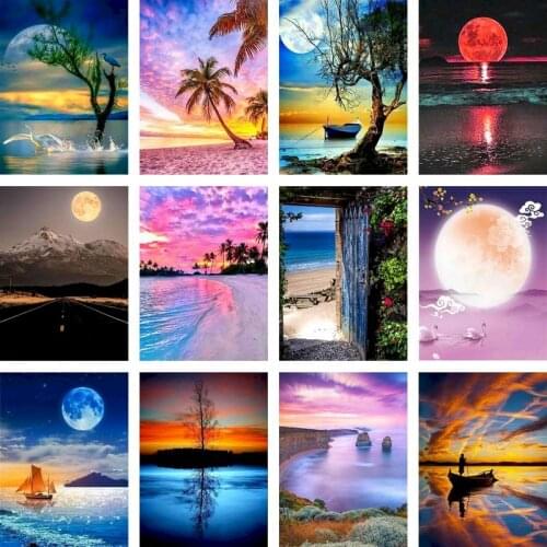 GATYZTORY Coloring By Numbers Landscape Acrylic Handpainted Wall Art Painting By Numbers For Children Kits Home Decor