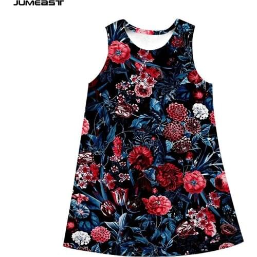 Jumeast Brand Women 3D Printed Dresses Lovely Beautiful Flowers Summer Sleeveless Dress Suspender Nightdress
