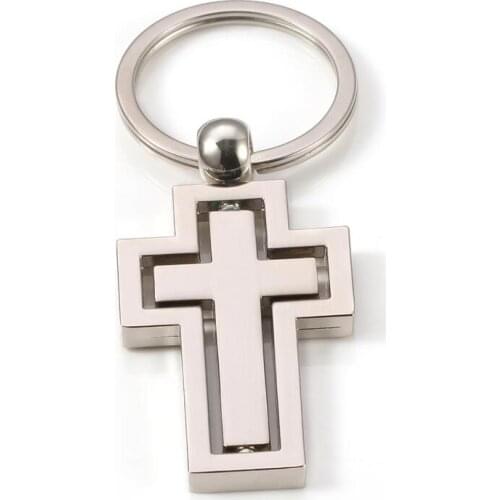 Home Car Portable Popular Cross Key Ring Metal Originality Rotatable Keys Buckle Church Gift LX1014