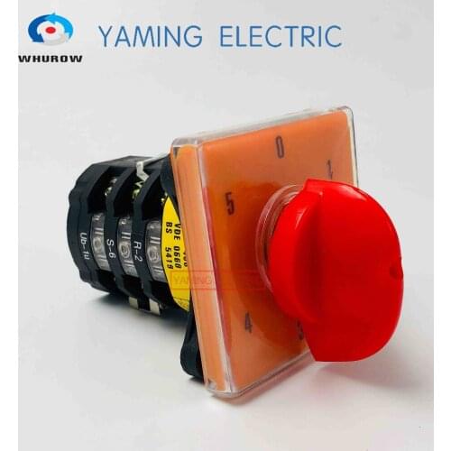 Selector Cam switch 3 phases 0-5 position Multi-step 20A 500V Changeover rotary switch big plate T-16EXF64D-3