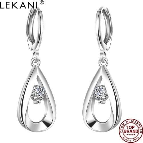 LEKANI Silver Plated Drop Earrings Simple Water Earrings For Women Cubic Zirconia Fashion Jewelry Romantic Wedding Gifts 2021