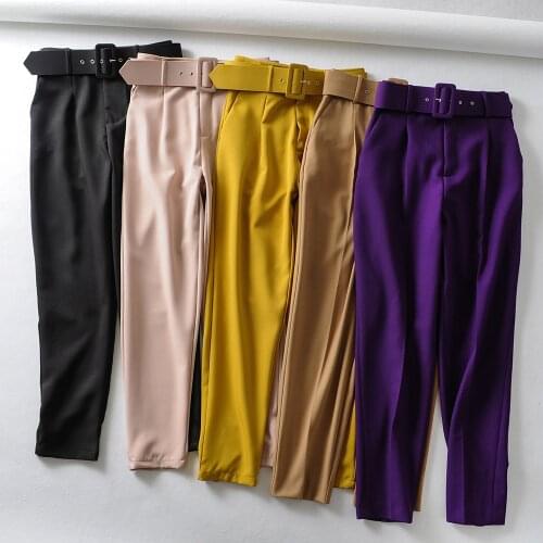 Hot Sale Women Pants Autumn 2019 New Fashion Belts Trousers Modern Lady Casual Pant Bottom
