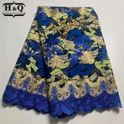 H&Q Best Quality Top Fashion Ankara Wax Fabric Printing Wax African 100% Cotton Lace Fabric Design 6 Yards/lot For Sewing H0635
