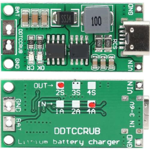 Li-ion Battery Charger Module Step Up Boost Lithium Battery Charger Charging Board DDTCCRUB DDTCCRUB 2S-4A/2A/1A Optional