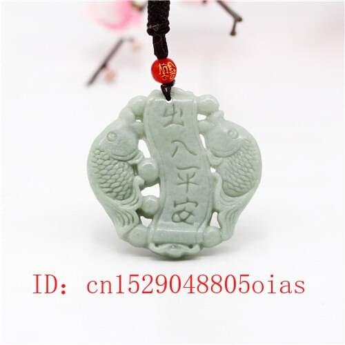 Natural Chinese Jade Carp Pendant Pisces Necklace Charm Jewelry Double-sided Carved Amulet Fashion Accessories Gifts for Her