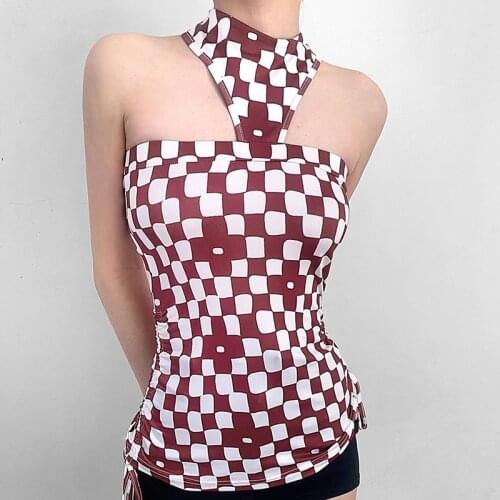 Summer new womens sexy slim street fashion pleated sexy halter top women