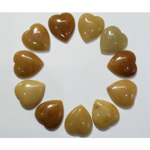 Wholesale 10pcs/lot hot sale quality yellow natural stones heart shape cab cabochons beads for jewelry making