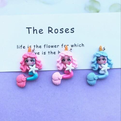 ZALEBABA 10pcs resin little mermaid necklace charms very cute keychain pendant necklace pendant for DIY earring
