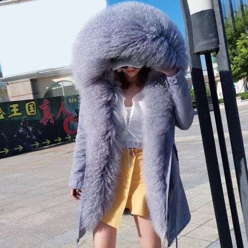 Women winter coats 20 MAO MAO KONG Fashion Womens Luxurious lamb fur parka mongolia sheep fur Hooded Coat Outwear Winter Jacket