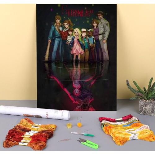 Stranger Things Poster Printed Fabric 11CT Cross Stitch Complete Kit DIY Embroidery DMC Threads Painting Handiwork Sales