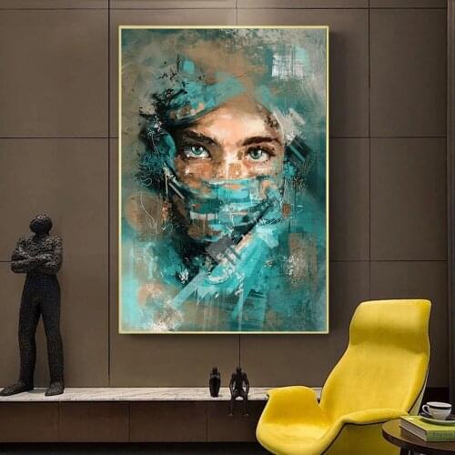 Figure Art Woman Wearing Headscarf Canvas Paintings Wall Art Posters Prints Wall Pictures for Living Room Home Cuadros Decor
