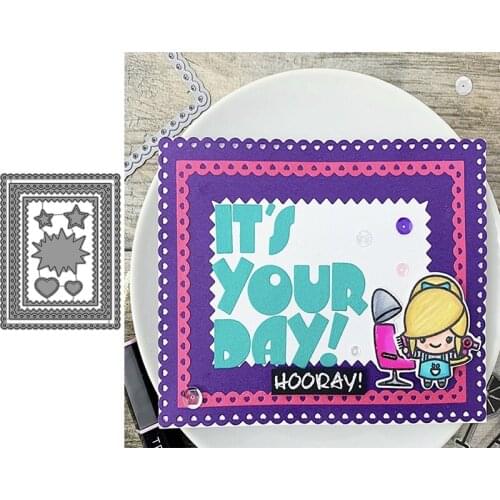 Frame Background Heart Metal Cutting Dies Frame Background Stencils for DIY Scrapbooking Album Stamp Card Embossing New 2019