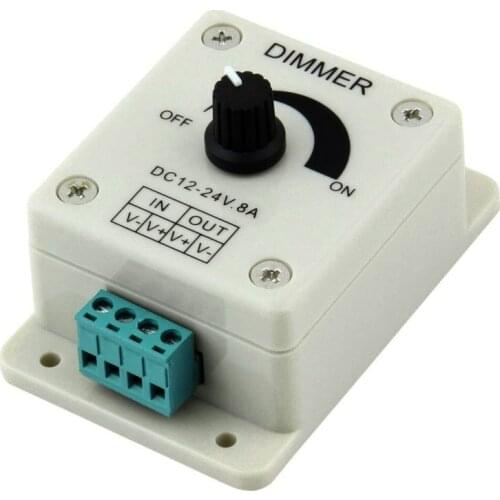 LED Dimmer Switch DC 12V 24V 8A Adjustable Brightness Lamp Bulb Strip Driver Single Color Light Power Supply Controller