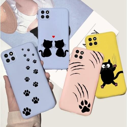 Funny Cute Animals Patterned Phone Case For Samsung Galaxy A22 Case Liquid Silicone Back Cover For Samsung A22 4G/5G Bumper Capa