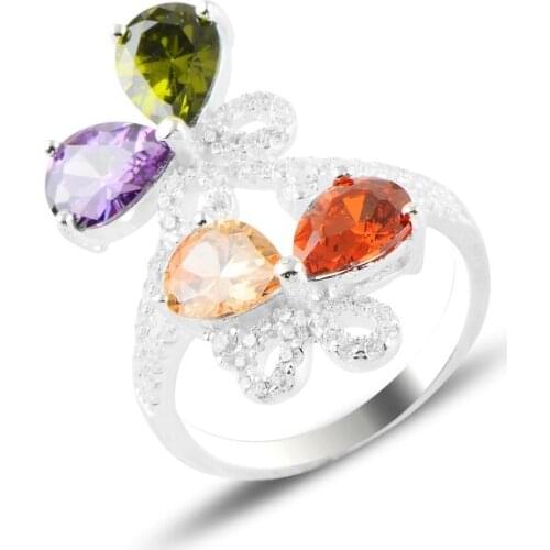 Silver 925 Sterling Butterfly Zircon Ring
