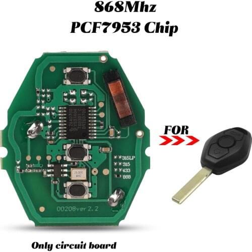 Jingyuqin 3 Buttons Replacement 868MHz PCF7953 Chip Remote Smart Car Key Circuit Board Fob For BMW CAS2 System 3/5 Series