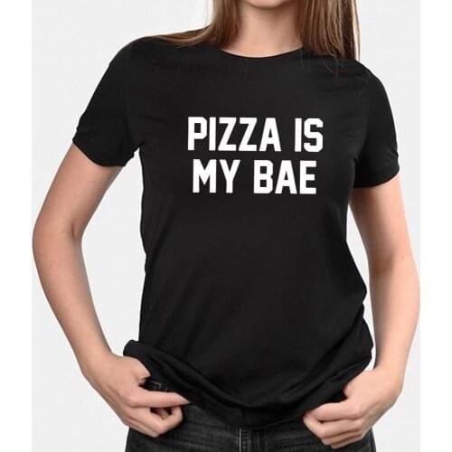 Like To Eat Pizza Women Trendy Clothes Tshirt Cotton Black Short Sleeve Vogue Crewneck Top Brands Streetwear Overall Shirt With