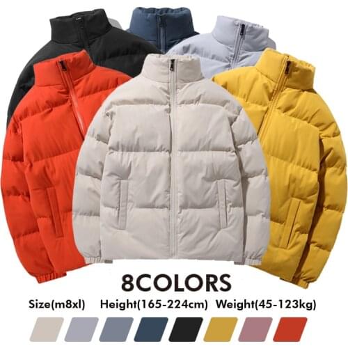 Winter All-match Heavy Jackets 2021 New Unisex Streetwear Loose Hip Hop Solid Loose Thicken Warm Padded Parkas Puffer Jackets