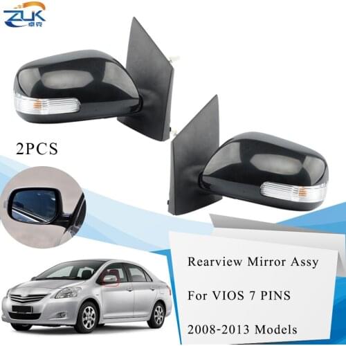 ZUK 1 Pair Door Side Back Up Mirror Assembly 3 / 5 / 7Pins For Toyota For Vios 2008-2013 NCP92 ZSP92 Side Rearview Mirror Assy