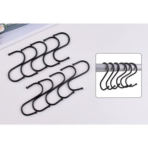 10pcs/6pc Black/Silver stainless steel S-hook For Hanging top ball key closet organizer Christmas decor hanging gifts