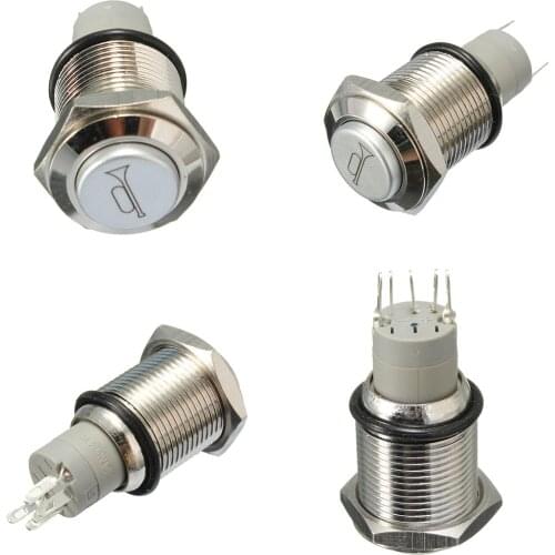 12V 16mm Car LED Light Momentary Horn Button Metal Switch Push Button