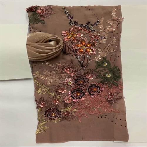 5 +2 Yards Best Quality Soft African Silk Fabric Embroidery Printed Design For Garment Neat Embroidery On The Material! LXF77181