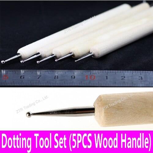 5pcs Nail Art Pen Dotting Tools Set Painting Drawing Sticks Picking Pencil Decoration Tools Kit with 5size Wood Handle Wholesale