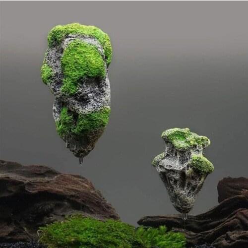 Aquarium Ornament Artificial Resin Coral Floating Moss Stone Decor Natural Habitat Decoration for Fish Tank Landscape