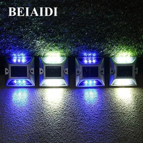 BEIAIDI 8PCS Solar Dock Path Road Light 6 LED Outdoor Security Warning Step Light Garden Driveway Backyard Step Solar Light
