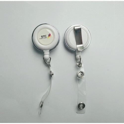 Free shipping 1000pcs/lot customized logo badge reel; promotional retractable plastic badge holder; belt clip BR38