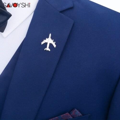 SAVOYSHI Funny Plane Shape Men Lapel Pin Brooches Pins Fine Gift For Mens Brooches Collar Party Engagement Brand Jewelry