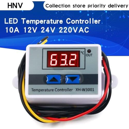 10A 12V 24V 220VAC Digital LED Temperature Controller XH-W3001 For Incubator Cooling Heating Switch Thermostat NTC Sensor