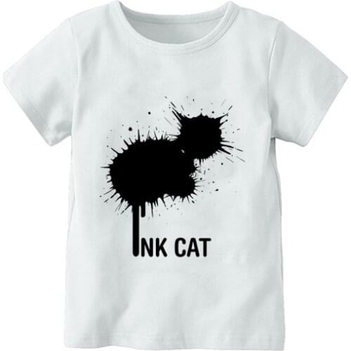 Children Ink Cat Boy Girl Tshirt Halajuku Casual Funny T Shirt Short Sleeve Top Tees Clothing