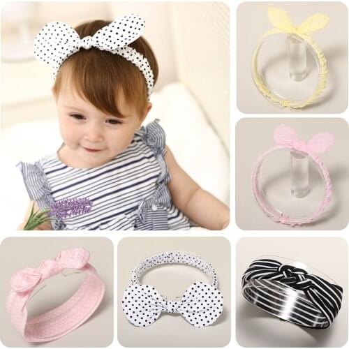 Baby Hairband Cotton Autumn Dot Headband Lovely Bunny Ear Headwear for Girls Children Soft Headwear Korean Hair Accessories