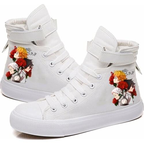 Anime The Promised Neverland Pride Printed Hip Hop Striped Shoe Canvas Shoes Sneakers Boots